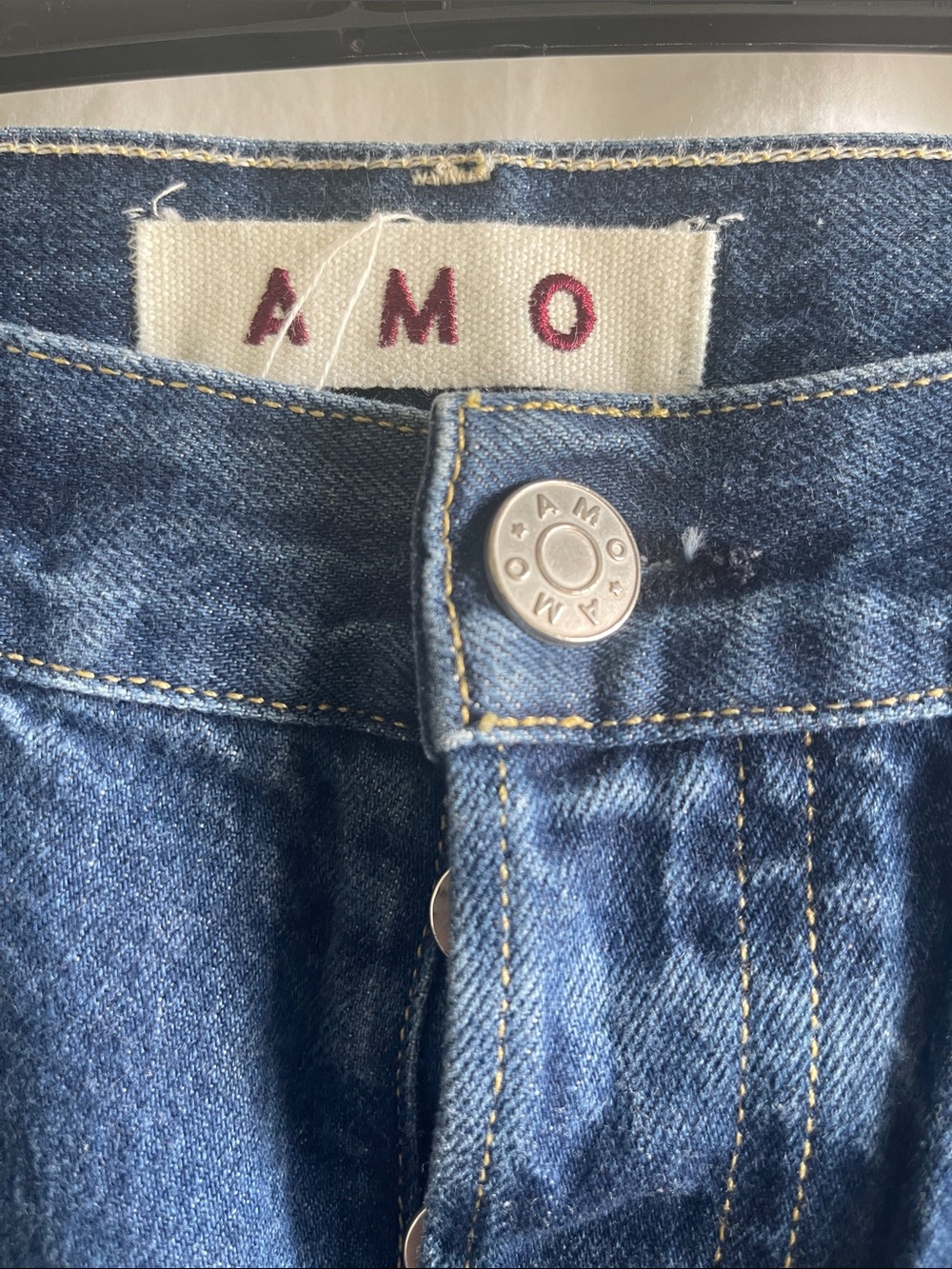 AMO Lover Boy Indie Blue High-Rise Straight Jeans Button Fly Denim